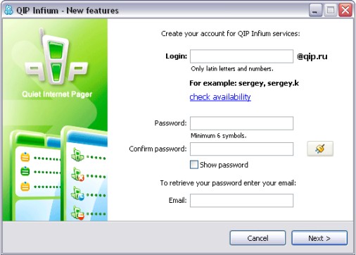 2.krok registrace QIPu