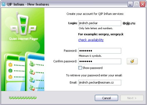 4.krok registrace QIPu